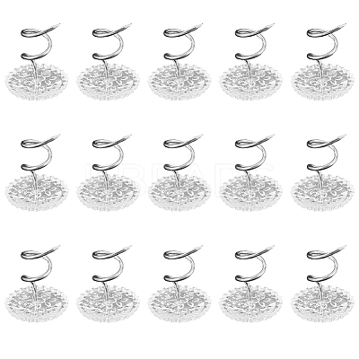 60Pcs Clear Acrylic Flat Round Head Iron Twist Pins FIND-SP0004-66-1