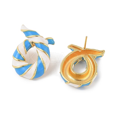 Brass with Enamel Twist Stud Earrings for Women EJEW-Q389-02G-05-1
