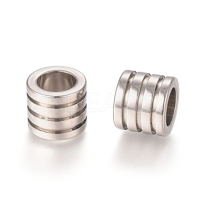 Tarnish Resistant 201 Stainless Steel Grooved Beads STAS-L238-009A-P-1