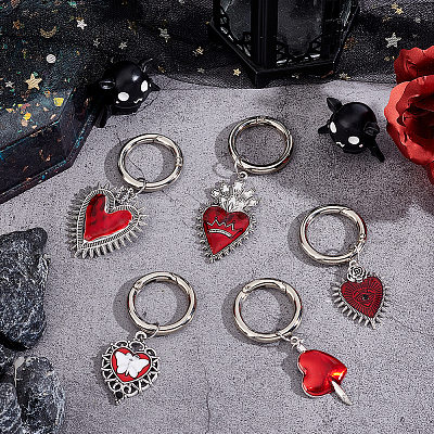 Gothic Heart Alloy Enamel Shoes Charms HJEW-GO00051-1