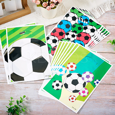 30Pcs 3 Style Rectangle Plastic Football Printed Gift Storage Bags with Hole Handles ABAG-TA0001-82-1