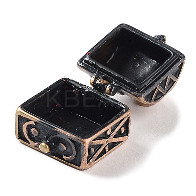 Carved Cuboid Rack Plating Brass Prayer Box Pendants LS-KK-L101-16R-NF-1