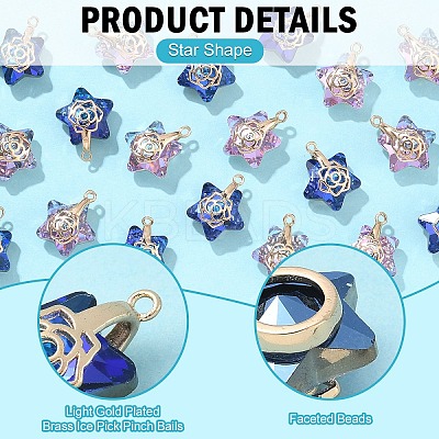 20Pcs 2 Colors Electroplate Glass Pendants GLAA-YW0004-53-1