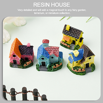 8Pcs 4 Styles Resin Villa House Figurines Display Decorations DJEW-SP0001-18-1
