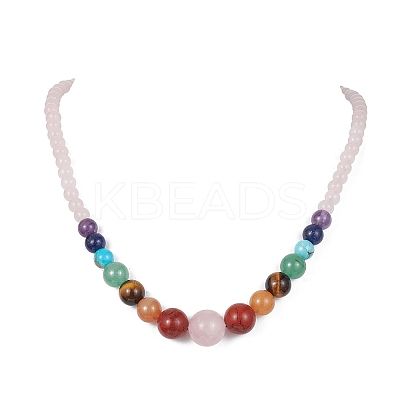 Natural Mixed Gemstone Graduated Beaded Necklaces NJEW-JN04492-1