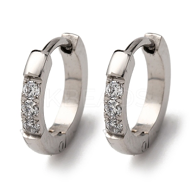 304 Stainless Steel Clear Cubic Zirconia Hoop Earrings EJEW-D331-18B-P-1