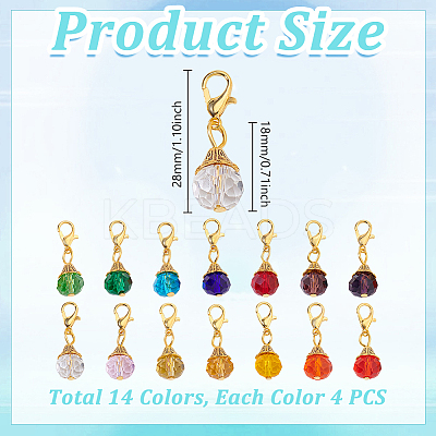 56Pcs 4 Color Glass Pendant Decorations HJEW-GA00044-1