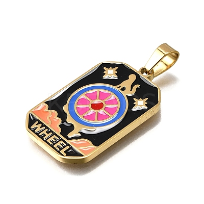 Tarot 304 Stainless Steel Enamel Pendants STAS-M119-09I-G-1