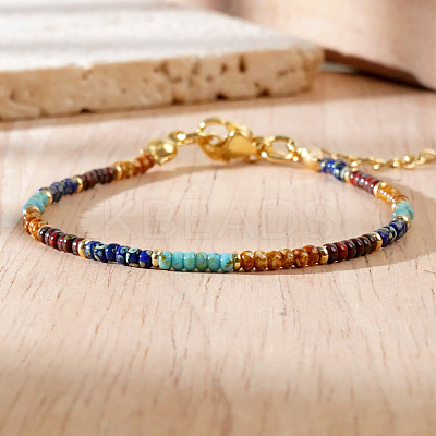 Natural Imperial Jasper & Synthetic Turquoise Beaded Bracelets for Women LS-CX4313-1
