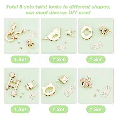 6 Style Zinc Alloy Twist Bag Lock Purse Catch Clasps FIND-PH0007-30-1