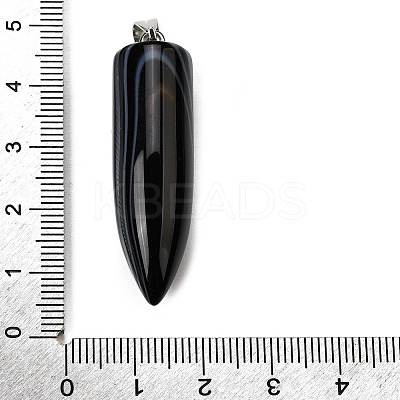 Natural Black Banded Agate(Dyed & Heated) Pointed Pendants G-F820-12L-1