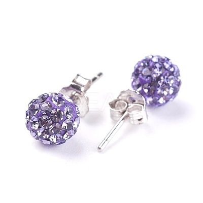 Sexy Valentines Day Gifts for Her 925 Sterling Silver Austrian Crystal Rhinestone Ball Stud Earrings Q286J221-1