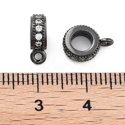 Rack Plating Brass Micro Pave Cubic Zirconia Tube Bails KK-Z052-01B-1