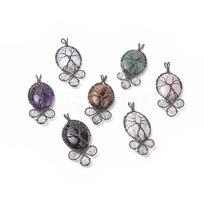 Natural & Synthetic Mixed Gemstone Big Pendants G-L521-D-1