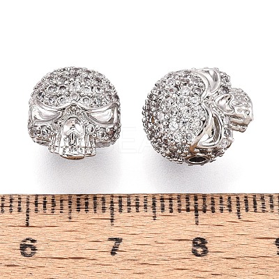 Brass Micro Pave Cubic Zirconia Beads ZIRC-S053-YS040-3-1