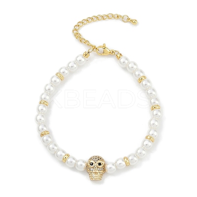 Rack Plating Brass Micro Pave Cubic Zirconia Charm Bracelets BJEW-P341-11G-02-1