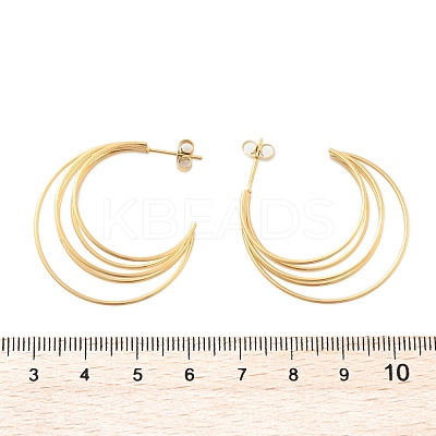 Multilayer C-Shaped 304 Stainless Steel Stud Earrings LS-EJEW-Z098-28G-1