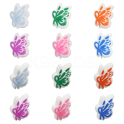 12Pcs 6 Colors Food Grade Eco-Friendly Silicone Focal Beads SIL-CA0001-52-1