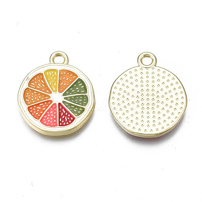 Rack Plating Alloy Enamel Pendants ENAM-N051-25-1