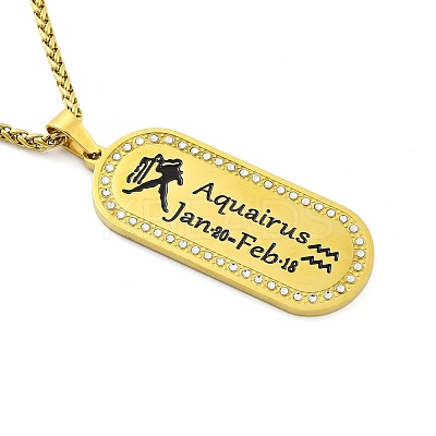 Constellation 304 Stainless Steel Micro Pave Clear Cubic Zirconia Wheat Chain Pendant Necklaces for Women Men NJEW-U007-01C-1