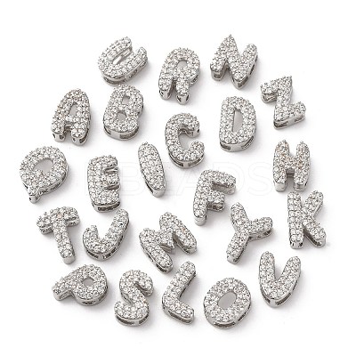 Brass Micro Pave Cubic Zirconia Beads KK-F895-19P-1
