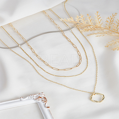 Brass 3 Layer Necklaces NJEW-LP0003-79G-1