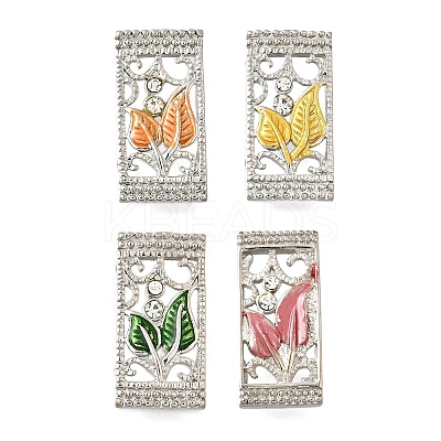 Brass Crystal Rhinestone Rectangle with Leaf Multi-Strands Links KK-P306-16P-1