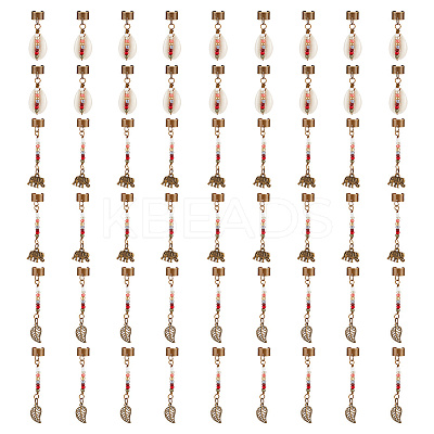 Tibetan Style Alloy & Cowrie Shell Braiding Hair Pendants Decoration OHAR-AB00016-1