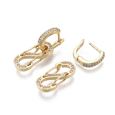 (Jewelry Parties Factory Sale)Brass Micro Pave Clear Cubic Zirconia Huggie Hoop Earring EJEW-R144-003-NF-1