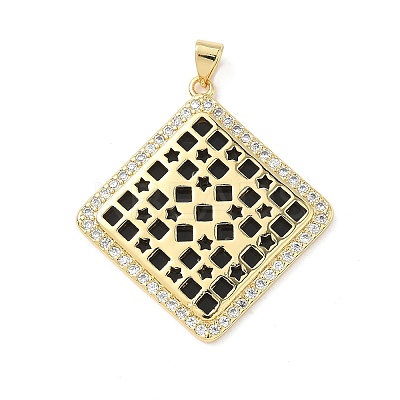 Brass Micro Pave Cubic Zirconia Resin Pendants KK-L239-047G-B-1