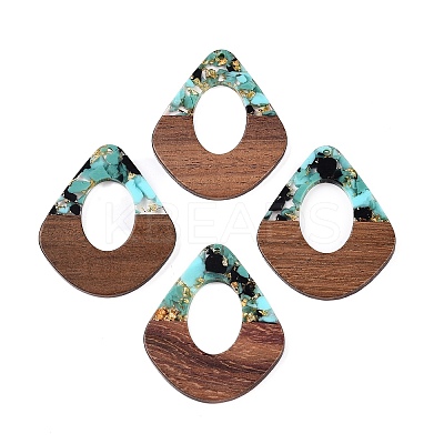Transparent Resin and Walnut Wood Pendants RESI-T057-07J-1