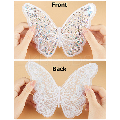 Butterfly Polyester Embroidery Ornament Accessories PATC-WH0008-23-1