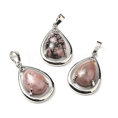 Natural Rhodonite Pendants G-B033-04P-16-1