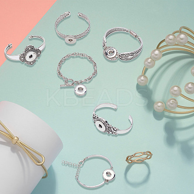 6Pcs 6 Style Alloy Interchangeable Snap Link Cuff Bangles & Charm Bracelets Settings DIY-DR0001-06-1