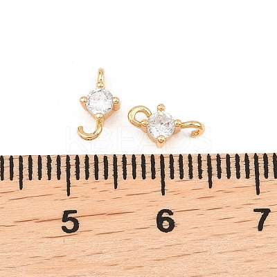 Brass Pave Clear Cubic Zirconia Flat Round Connector Charms KK-H538-21A-G-1