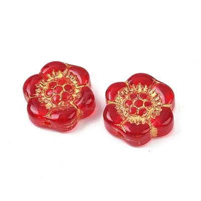 Baking Paint and Golden Metal Enlaced Glass Beads DGLA-T004-10F-1
