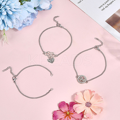 18Pcs 304 Stainless Steel Chain Bracelet Making MAK-SC0001-34-1