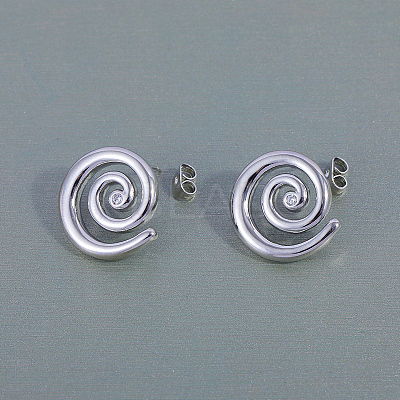 Rotating Thread Mosquito Coil Holder Brass Stud Earrings NN8034-1