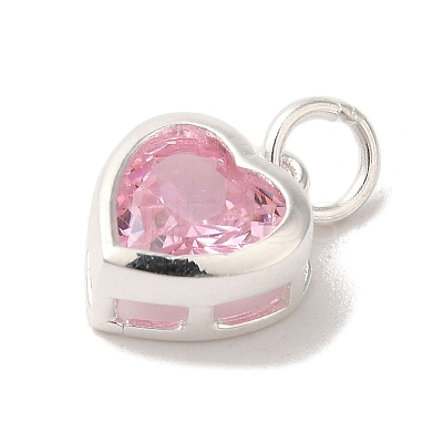 925 Sterling Silver Cubic Zirconia Heart Charms with Jump Rings FIND-U013-10S-02-1