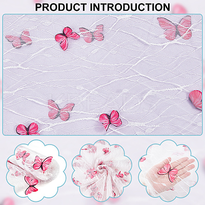 Butterfly Pattern Polyester with PET Embroidery Lace Fabric DIY-WH0419-45-1