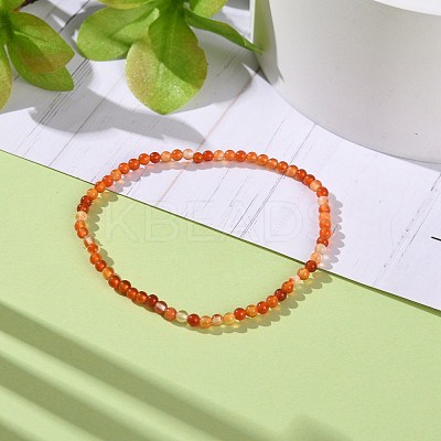 Mini Natural Carnelian Beaded Stretch Bracelets BJEW-JB07669-06-1