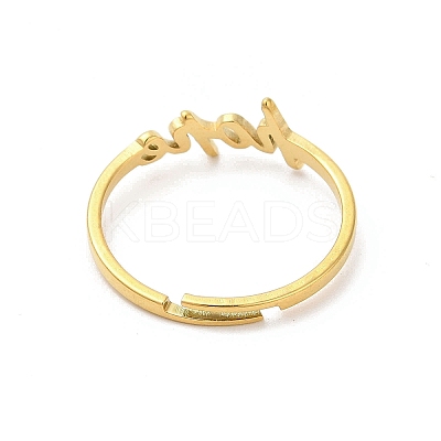 Ion Plating(IP) 304 Stainless Steel Word Hope Adjustable Ring RJEW-L107-027G-1