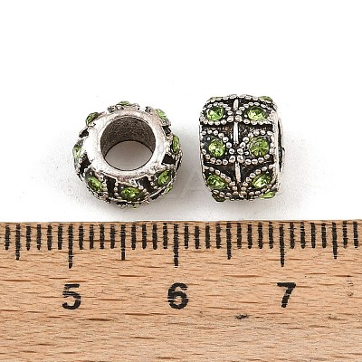 Antique Silver Plated Alloy Rhinestone Large Hole European Beads MPDL-R041-02D-1