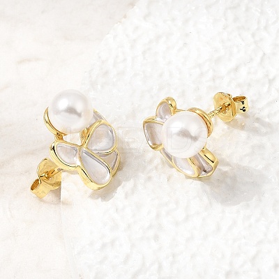 Brass Enamel Stud Earrings KK-CBAB173-02E-G-1
