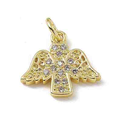 Brass Micro Pave Clear Cubic Zirconia Pendants ZIRC-F132-84G-1