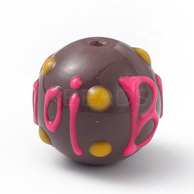 Opaque Painted Glass Beads GLAA-B001-01G-1