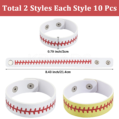 20Pcs 2 Styles Leather Wide Cord Bracelet with Snap Button for Men Women GUQI-CL0001-02B-1