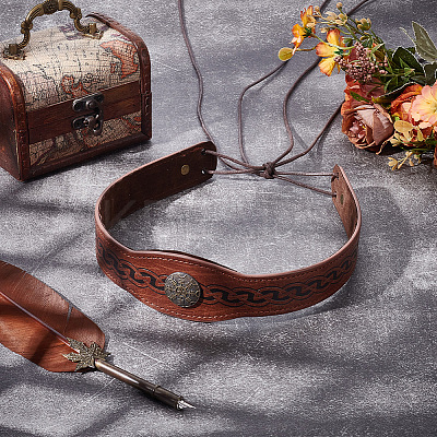 PU Leather & Alloy Headbands Hair Accessories for Women Girls OHAR-WH20009-02A-02-1