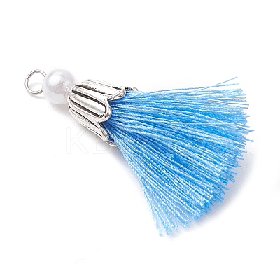 5Pcs 5 Colors Handmade Polycotton(Polyester Cotton) Tassel Pendants PALLOY-JF04471-1