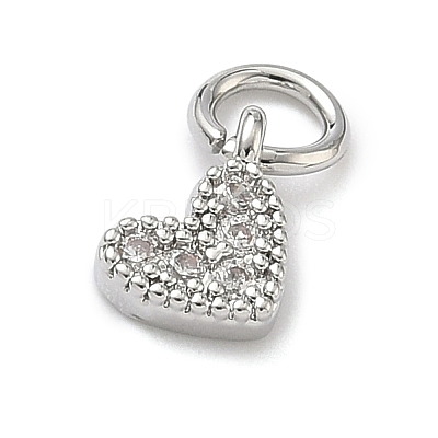 Brass Micro Pave Cubic Zirconia Heart Charms KK-C156-30P-1
